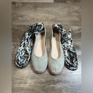 Gaimo Suede Lace Up Espadrille Trellis Sage NWT